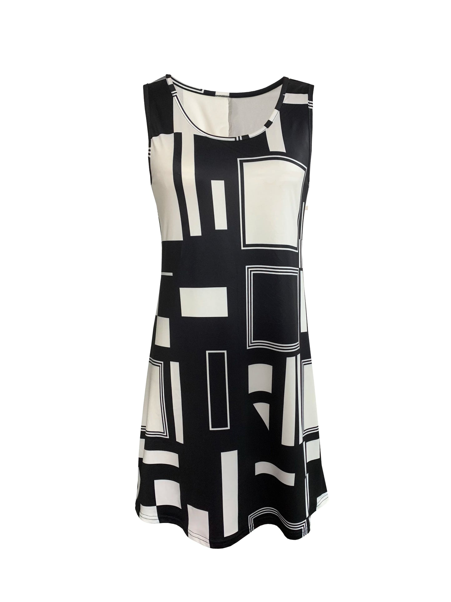Geometric Pattern Sleeveless Dress For Women‘s Summer Clothe