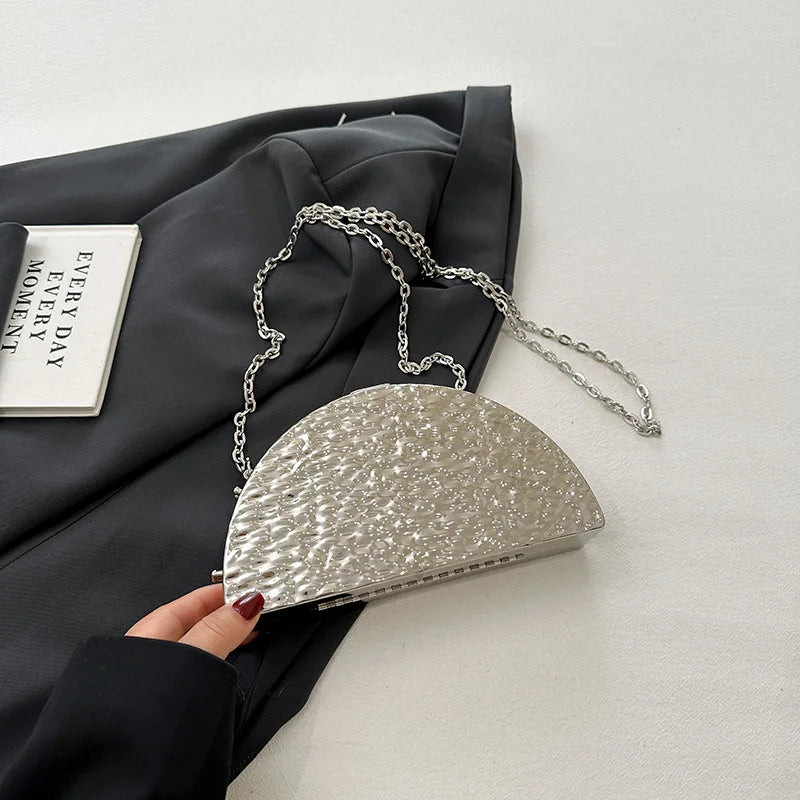 Luxury Golden Evening Bags For Women Wedding Dinner Party Chain Shoulder Cross Body Bag