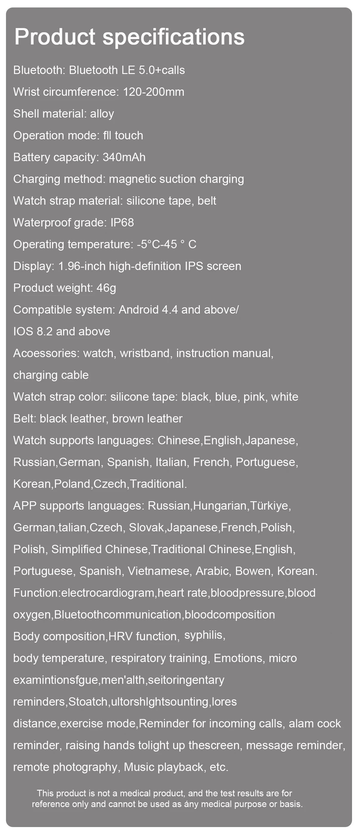 New ECG+PPG AI Health Diagnose Smart Watch Men And Women, Blood Lipid BP Uric Acid Heart rate Tracker