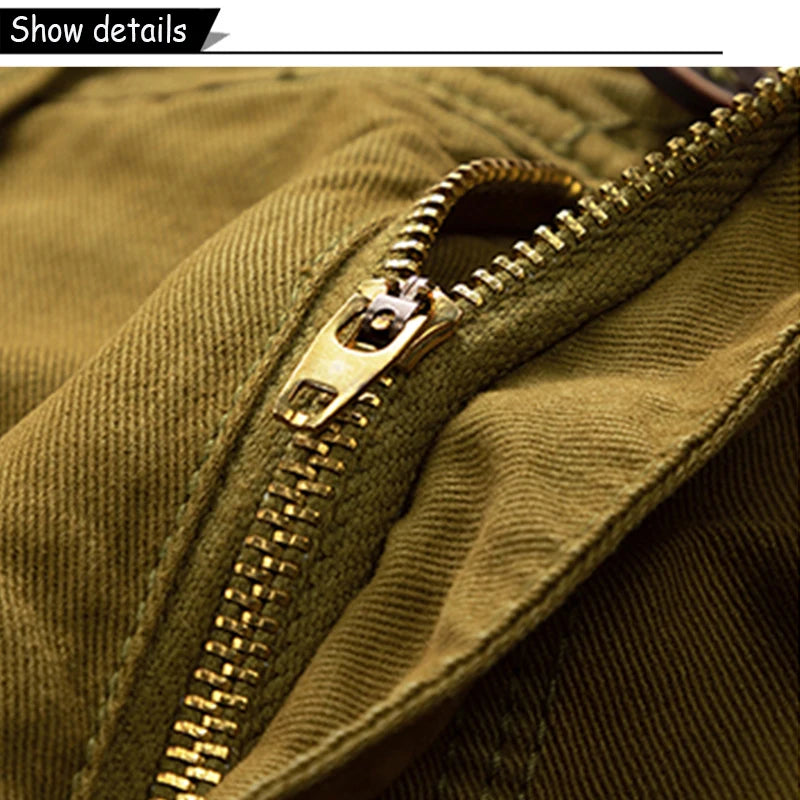 Men Summer Outdoor Leisure Buttons Cargo Style Shorts  Solid Straight Cotton Comfortable Fashion