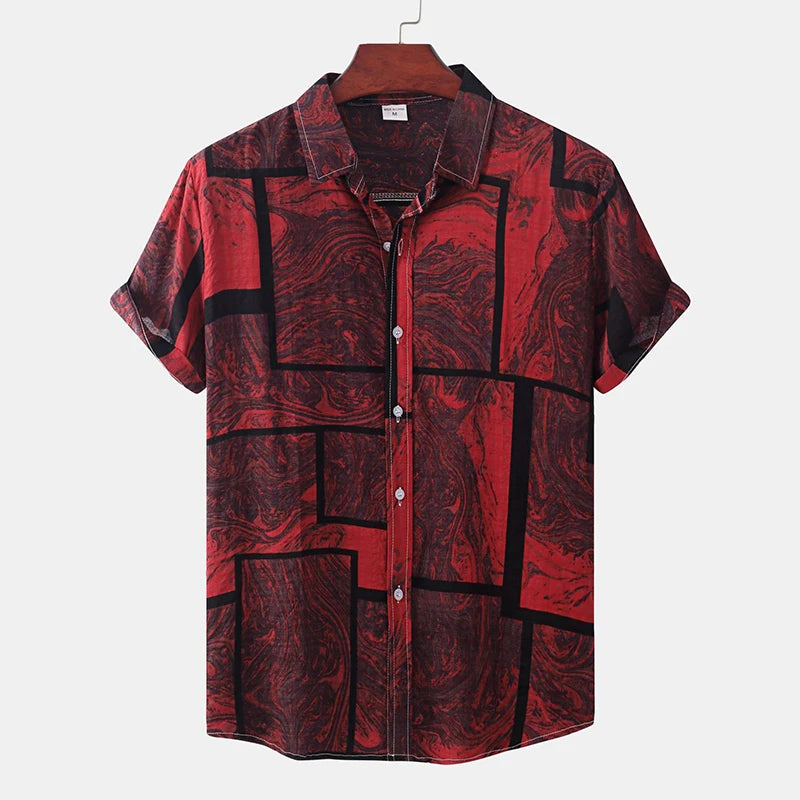 Summer  Fashion Social Beach Style Men Short Sleeve