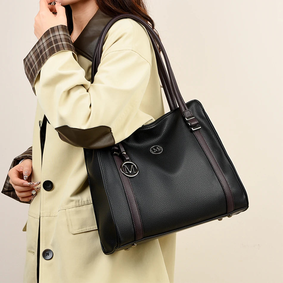 Soft Leather Luxury Handbags Large Capacity Shopping Bag