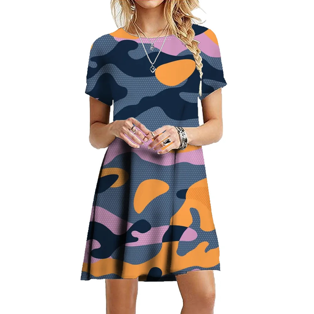Military Camouflage Short Sleeve Dress