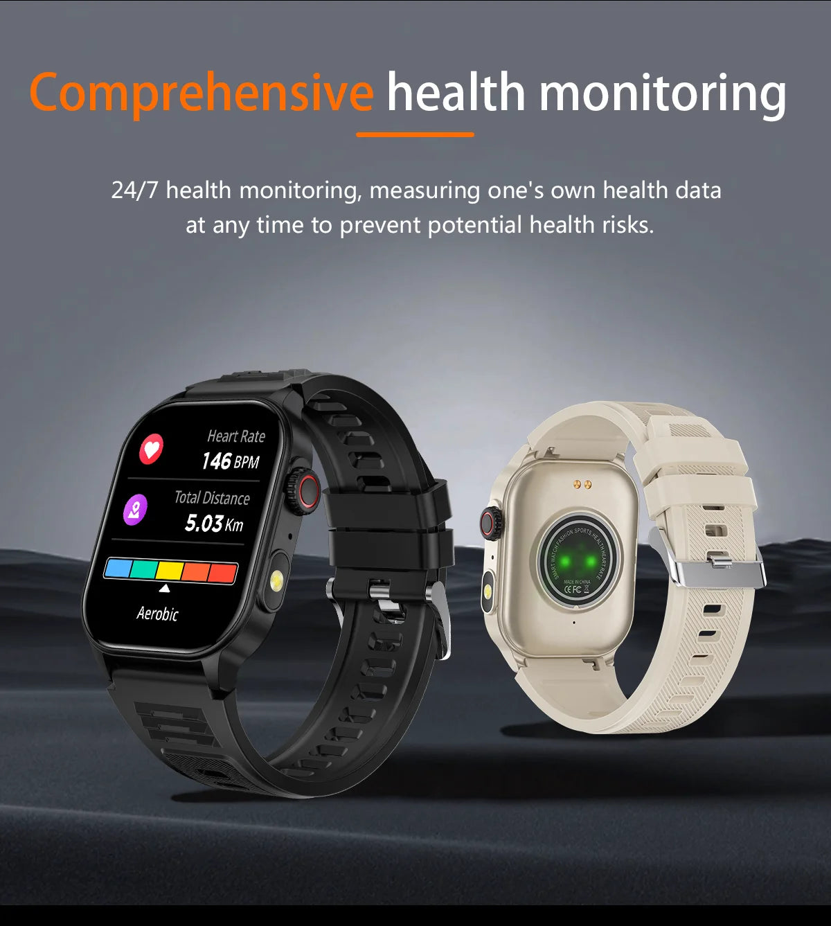 Unisex Smart Watch Flashlight 2.01" HD Large Screen AI Voice Bluetooth Call Sport And Health Monitor