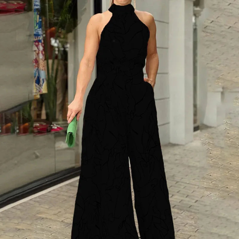 Summer women's geometric printed sleeveless pants with elegant temperament
