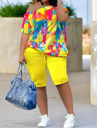 Summer Two Piece Sets Streetwear Half Pants Suits