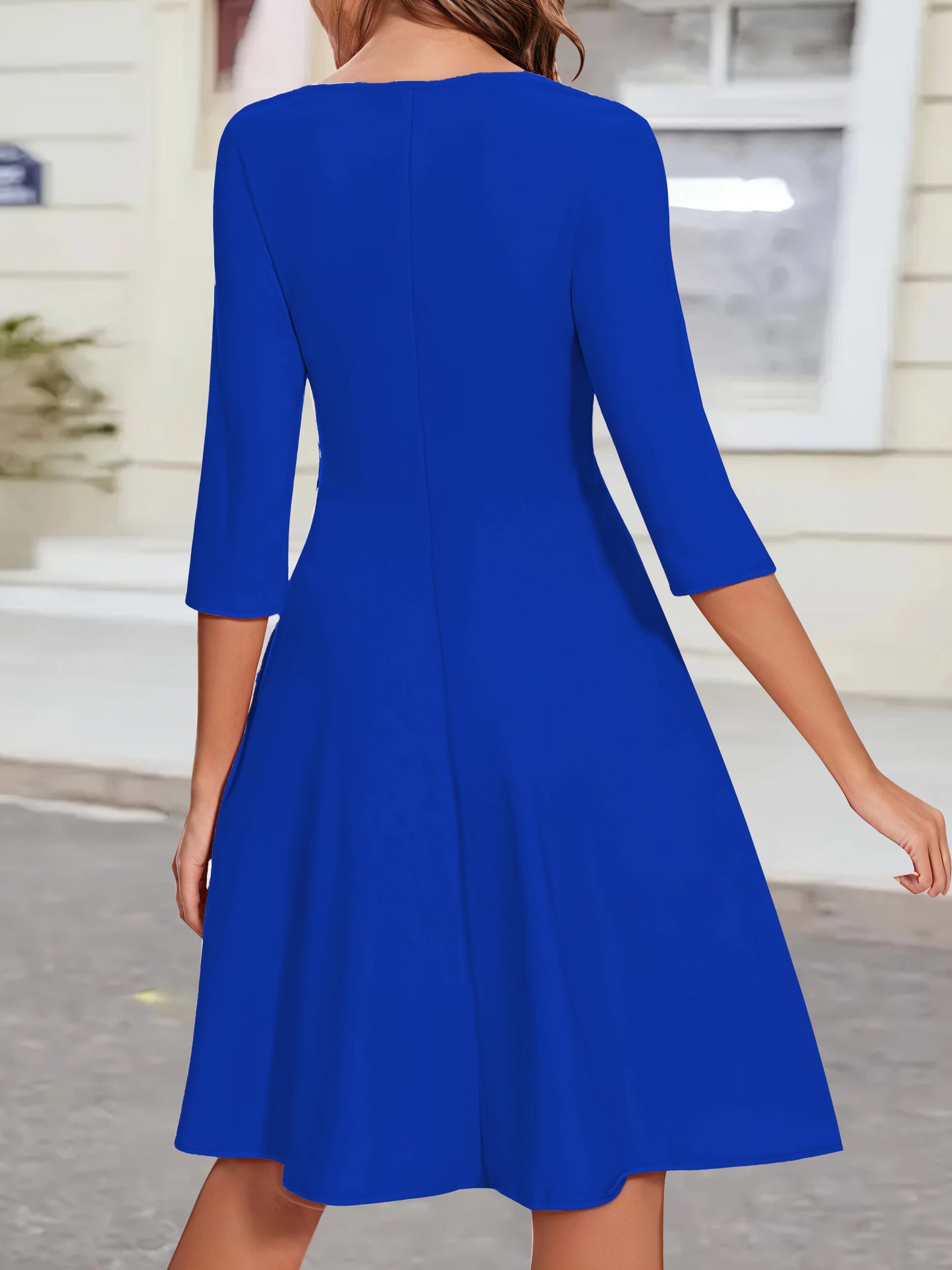 Elegant Solid Color Slanted V-Neck with Button Details