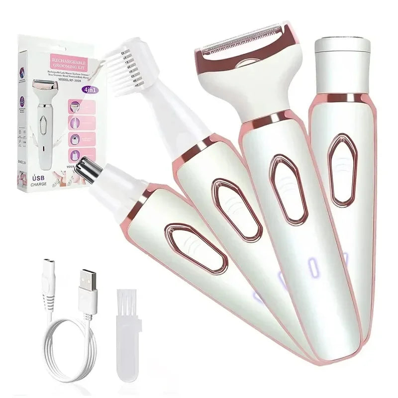Electric Shaver for Intimate Care of Women's 4in1 Armpit Hair Private Area Pubic Hair Trimmer