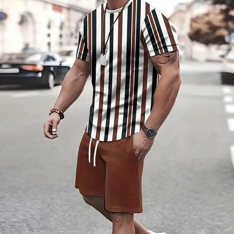 Sportswear Short Sleeve T Shirt Summer  Two Piece Suit For Men