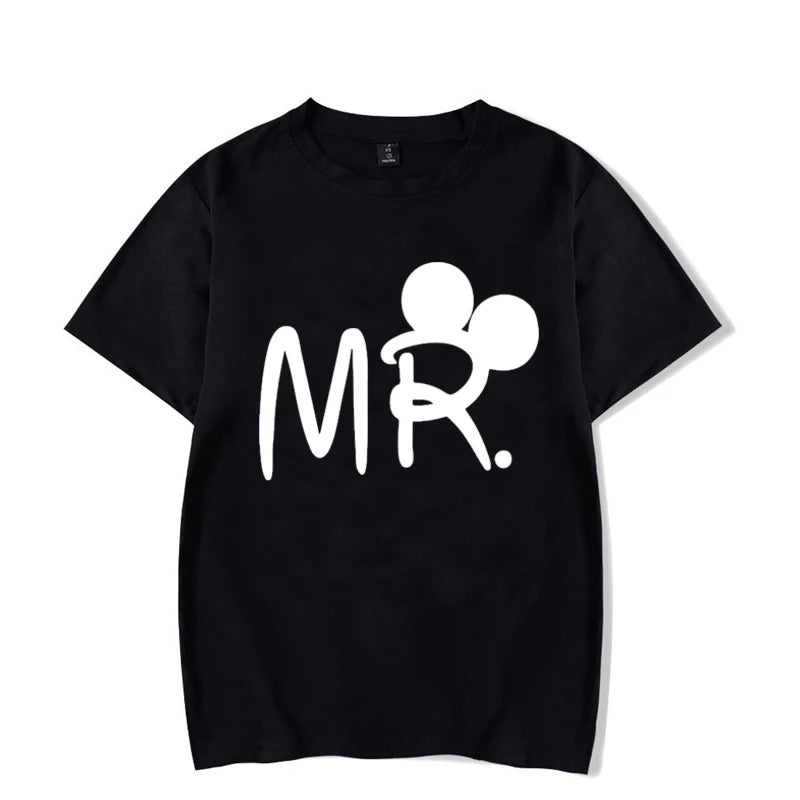 Mouse Cartoon MR MRS Print Couple TShirt Lovers Bird