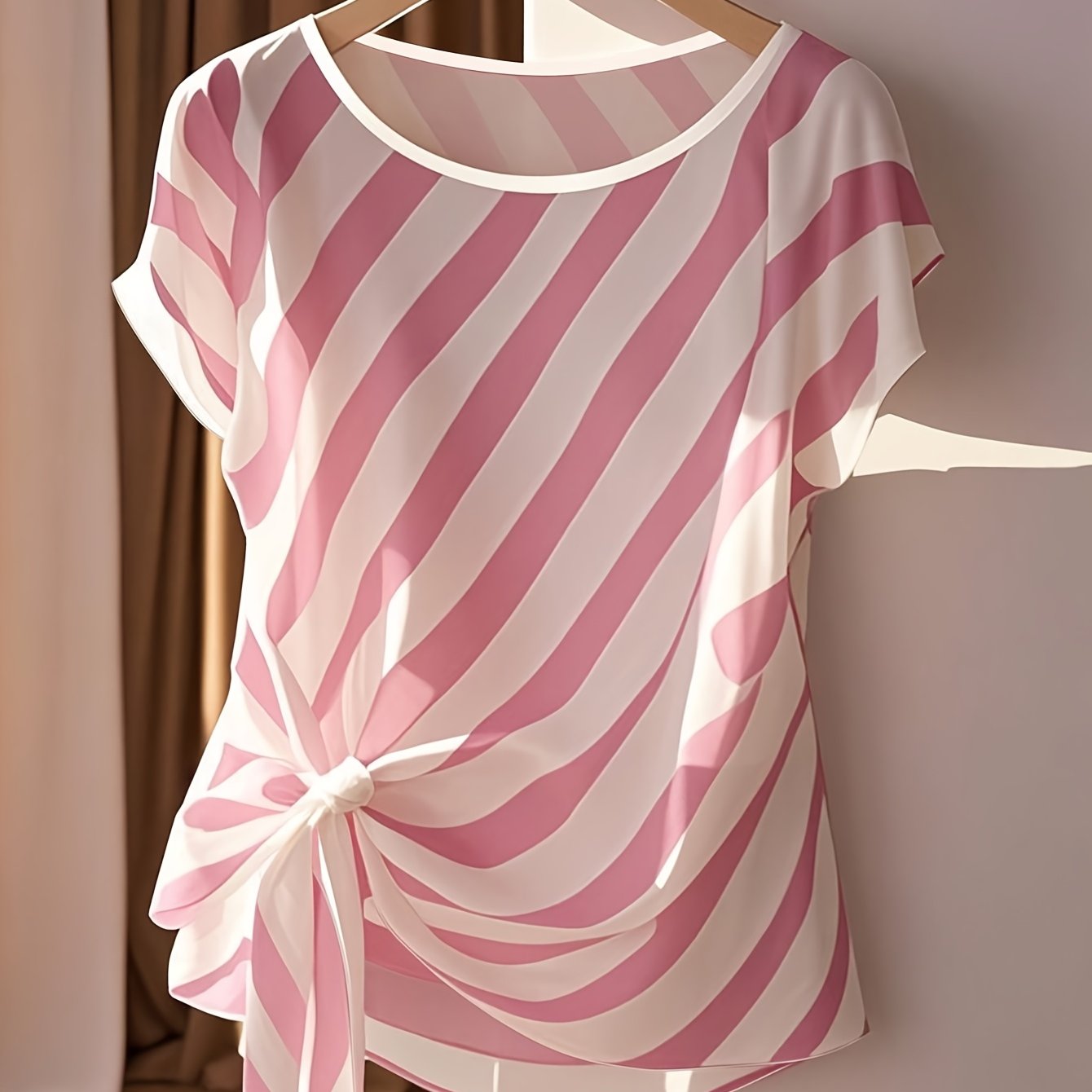 Summer Holiday Round Neck Sleeveless Bow-Tie Shirt