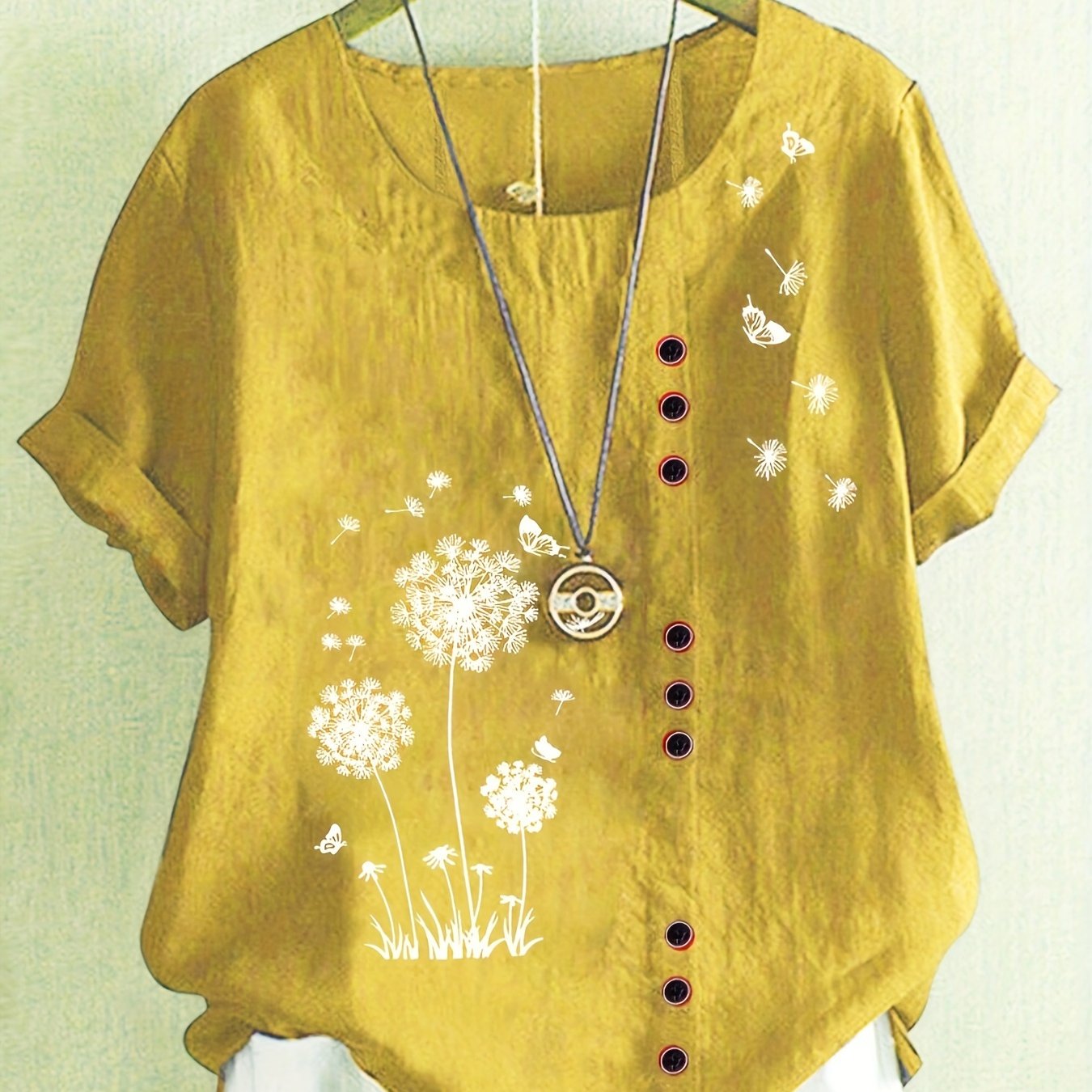 Crew Neck Short Sleeve T-Shirt For Spring & Summer