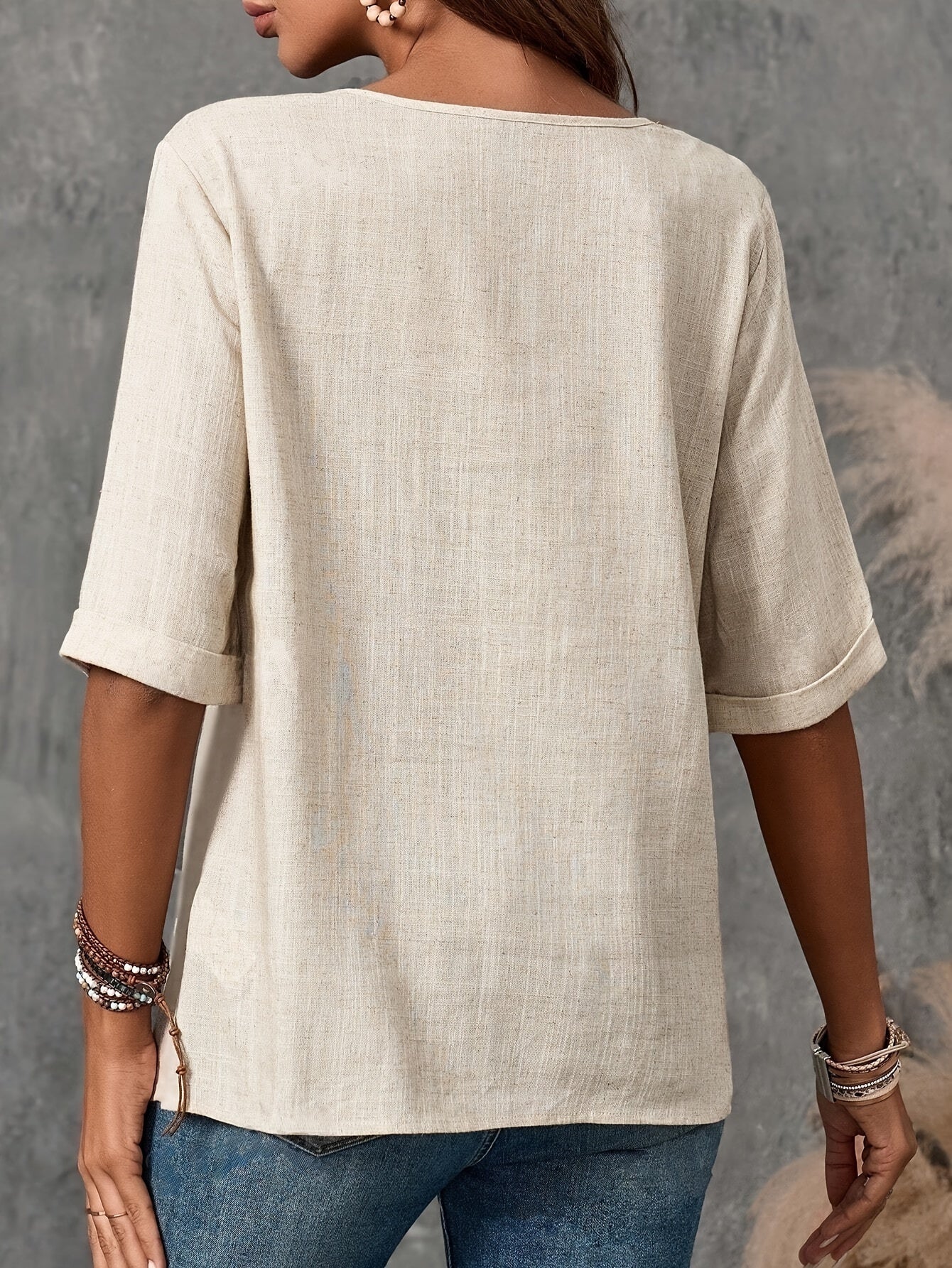 Women'S Vintage-Inspired Button-Up Blouse  Ladies Top
